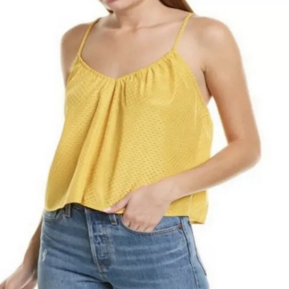 NEW NSR Gold Lisa Crop Dotted Strap Cami  Tank Top V-neck Sz XL - Picture 1 of 7